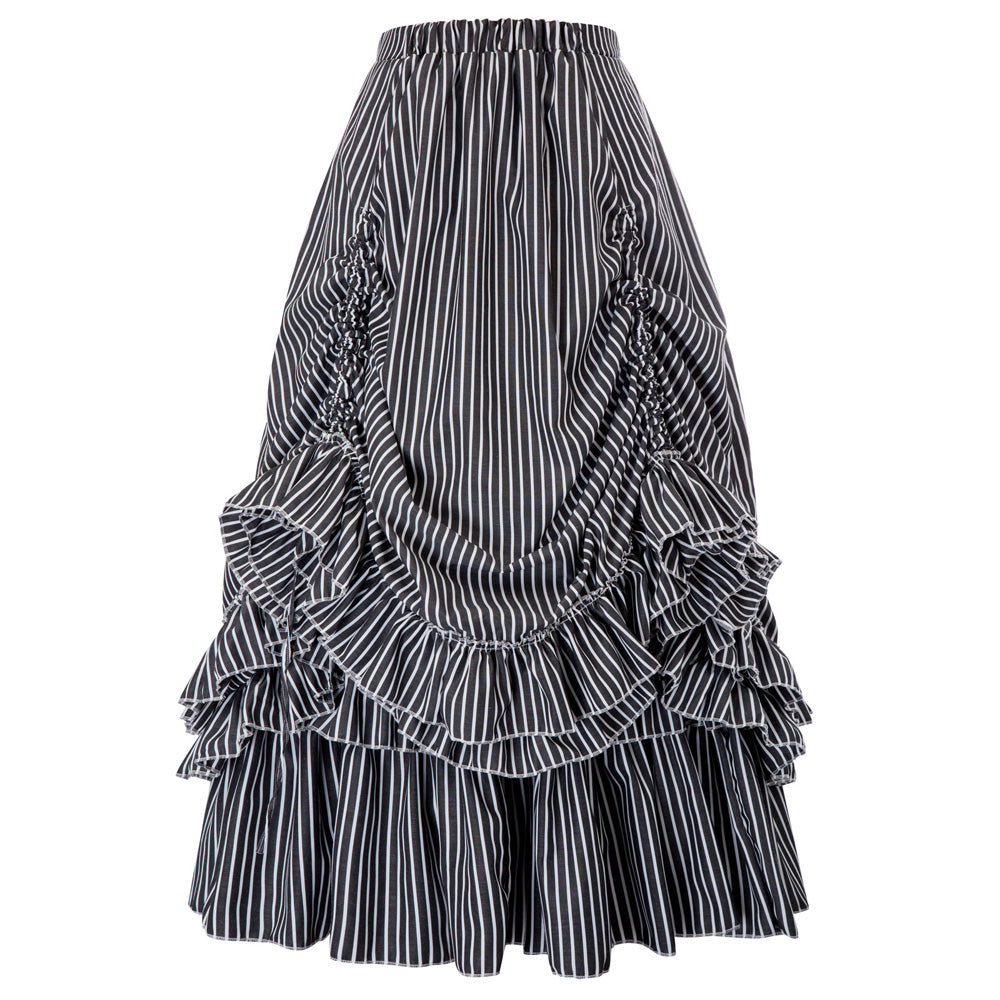 Women's Vintage Stripes Gothic Victorian Skirt Renaissance Style Falda - Belle Poque Offcial